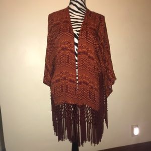 Forever 21 Duster with tassels burnt orange size Medium
